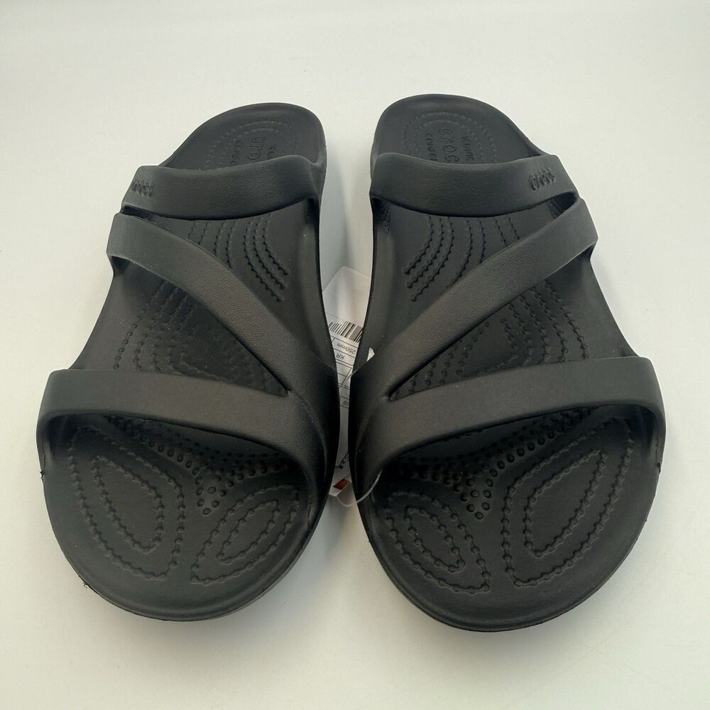 Crocs Kadee II Strappy Women's Black Sandals Flip Flops Size 8 NWT